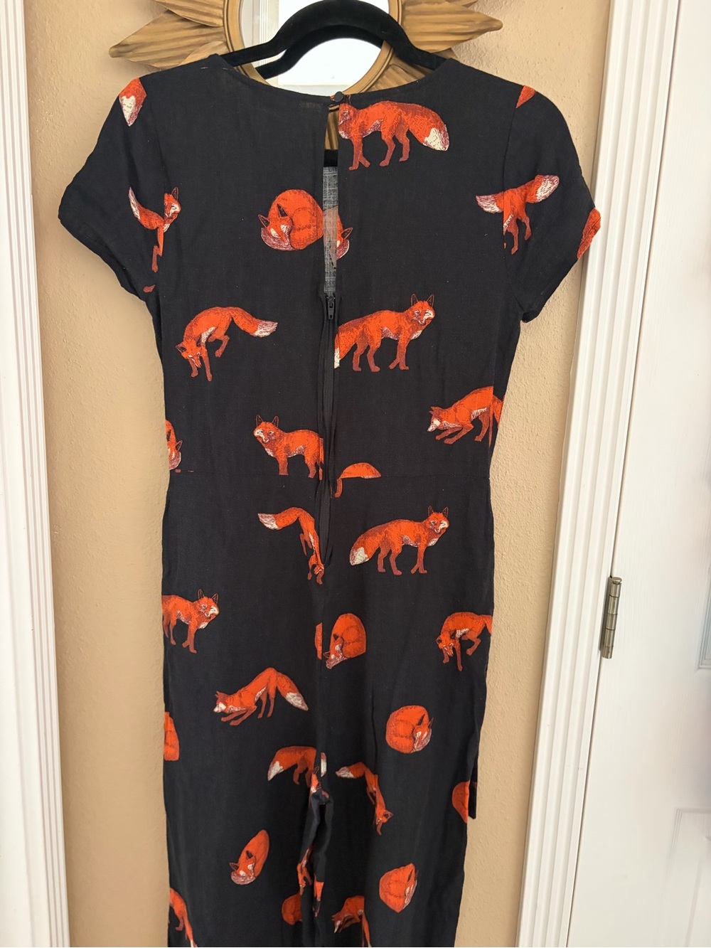 Mod Cloth Fox Print Linen Women’s Pantsuit Tie String Waist S - Picture 8 of 15